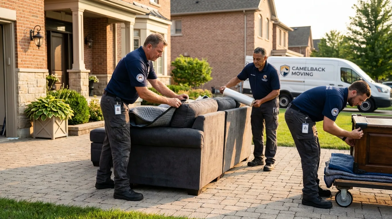 Large estate moving crew wrapping furniture in Rosendale, WI